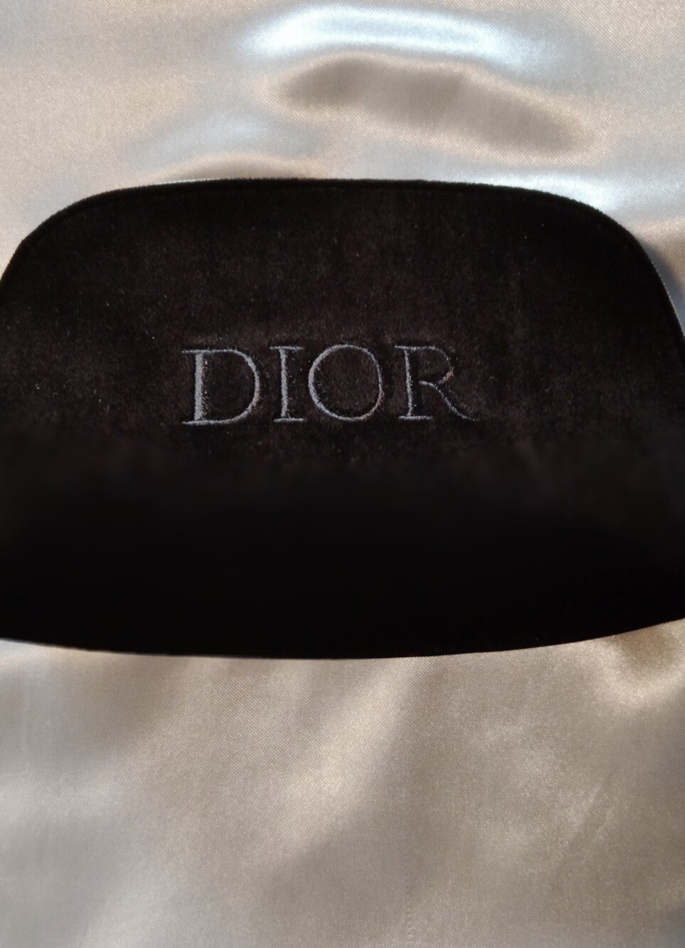 Dior Beauty Black Velvet Embroidered Makeup Bag